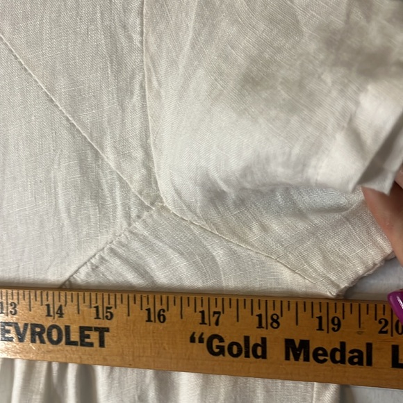 Aritzia Wilfred Lin Boheme 100% Linen Cream Babydoll Dress Tiered Eyelet Sz Med - Picture 10 of 11